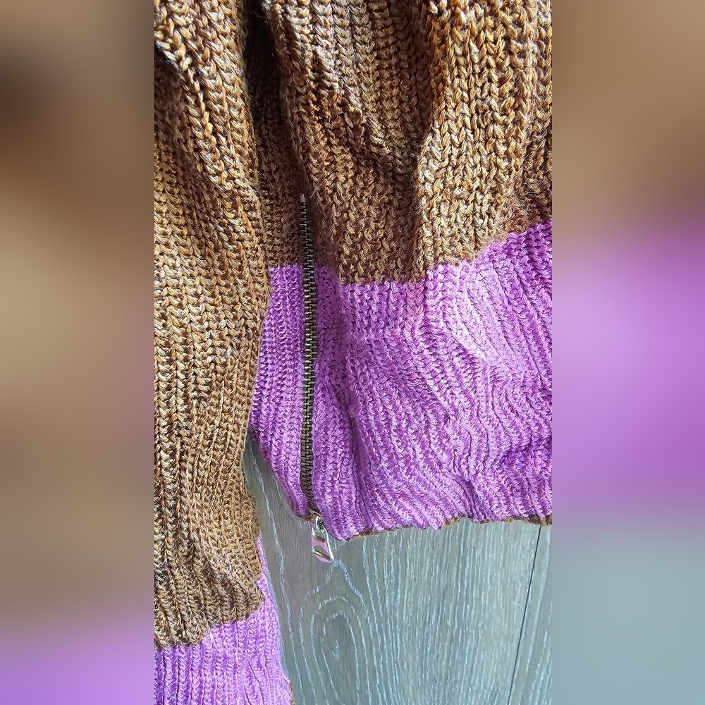 Varley Anthropologie Panama Knit METALLIC CARAMEL CAFE Knit Pullover Sweater - Picture 2 of 6